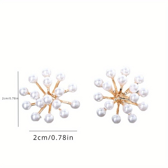 Elegant Geometric Pearl Stud Earrings - Picture 5 of 5